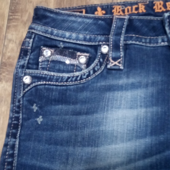 Rock Revival NWOT Women's 26 Etty Embellished Shimmer Boot Cut Distressed - Picture 5 of 8